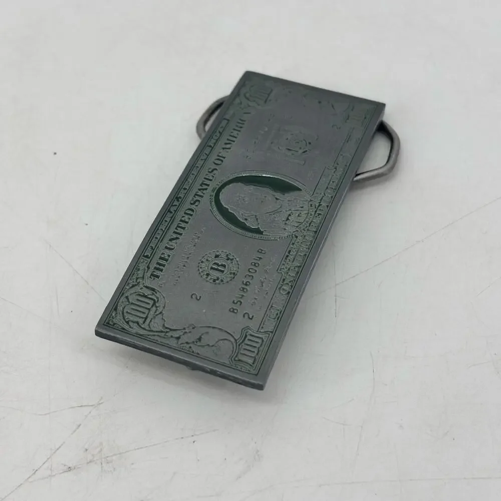 Belt Buckle 100 Dollar Bill Cash Money Bucks Benjamin Vtg 1991